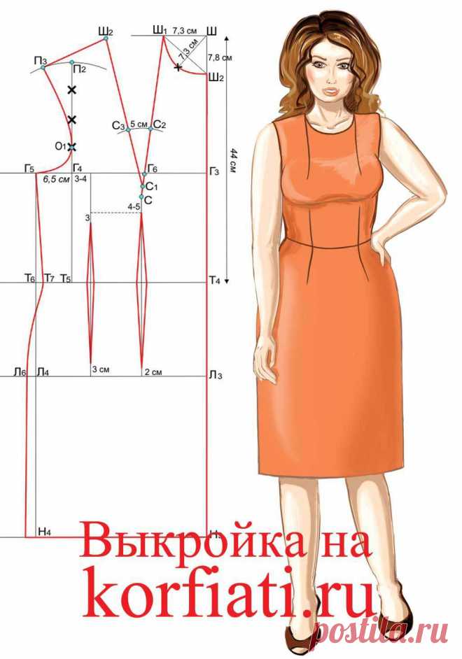 Выкройка платья на большой размер (шитье)