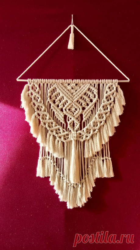 Macrame wall hanging Color: off-white. Material: unbleached cotton rope, aluminum tube Macrame is the perfect bohemian style decor piece to hang in your living space, above your bed, or in a nursery. Add some modern softness to your room with this gorgeous macrame wall hanging