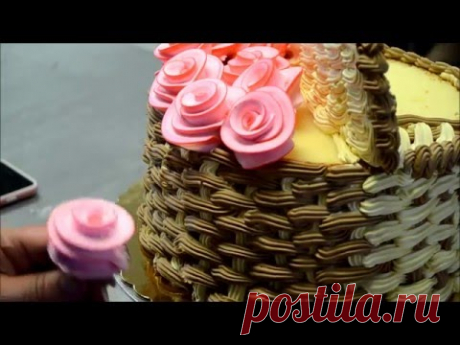 How to Make 3D Basket of Flowers Cake