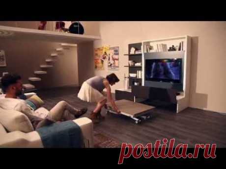 Italian space saving furniture SMART LIVING - Parete attrezzata, mobile porta tv by Ozzio