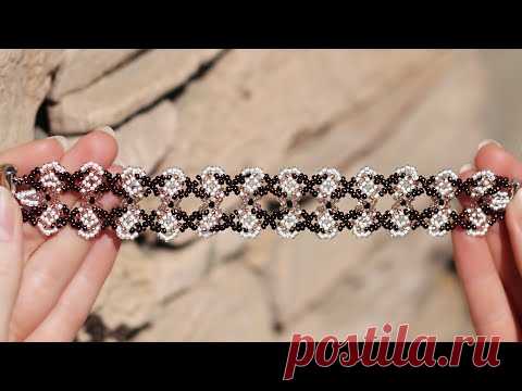 Браслет из бисера ажурной сеткой || Бисероплетение украшения || Схема плетения - YouTube