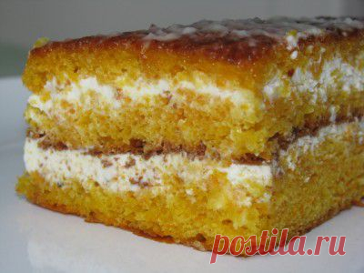 Морковный торт (без масла) со сметанным кремом