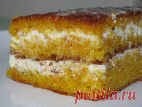 Морковный торт (без масла) со сметанным кремом