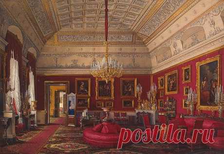 Interiors of the Winter Palace. The First Reserved Apartment. The Large Study of Grand Princess Maria Nikolayevna - Edward Petrovich Hau - Drawings, Prints and Painting from Hermitage Museum | brunhild110 приколол(а) это к доске Interior painting