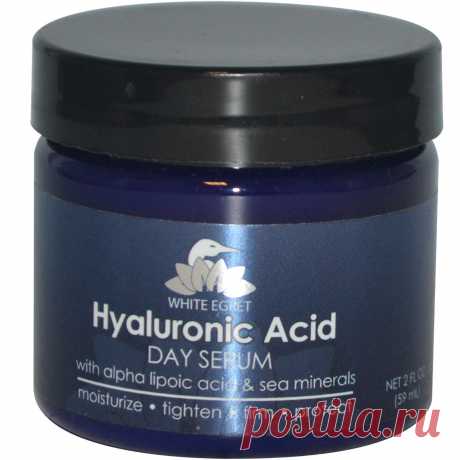 White Egret Personal Care, Дневная сыворотка с гиалуроновой кислотой, 2 жидких унции (59 мл) - iHerb.com