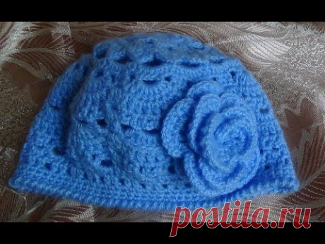 Голубая весенняя шапочка крючком.Часть 1 .Spring cap crochet.part 1 - YouTube