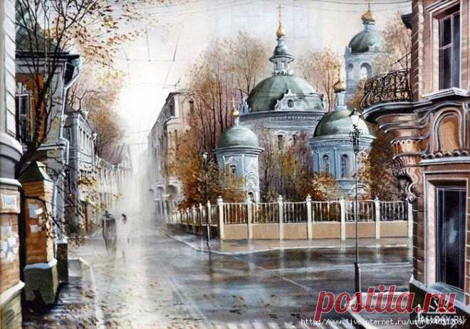 Дождливый день. Вышивка крестом.