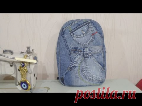 Как сделать рюкзак из джинсов своими руками полный мастер класс + выкройка. Джинсовая Фантазия. DIY.