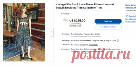 Vintage 50s Black Lace Dress Rhinestone and Sequin Neckline Trim Satin Bow Trim | eBay