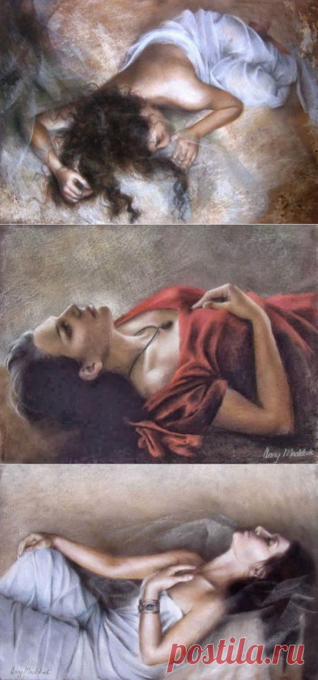 Любят таких, не касаясь, не трогая... Поэтичная пастель Anny Maddock (1954).
