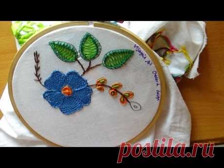 (45) Hand Embroidery Checkered stitch design - YouTube