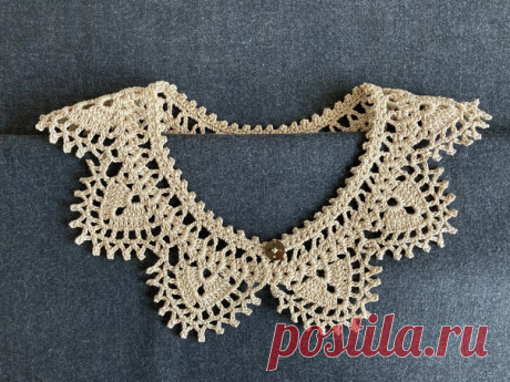 Запись на стене 🧶 Красивый воротничок крючком.