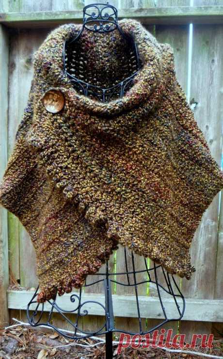 Cream tweed wrap with large black button