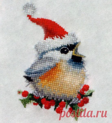 Скачать схему Вышивки Рождественская открытка. Схема вышивки Рождественская птичка | Вязание для всей семьи