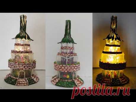 Amazing Bottle Art idea DIY. Fairy Garden House  lamp