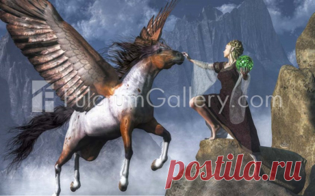 Elf Summoning A Pegasus Fine Art Print by Daniel Eskridge at FulcrumGallery.com