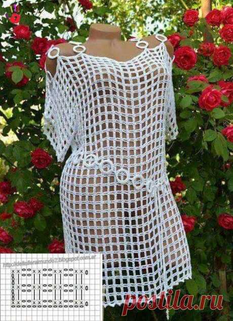 Летнее платье крючком вишнёвого цвета. Схемы и описание | Галина Knitting | Яндекс Дзен
