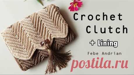 Crochet Clutch Bag || Dompet Rajut Motif Chevron