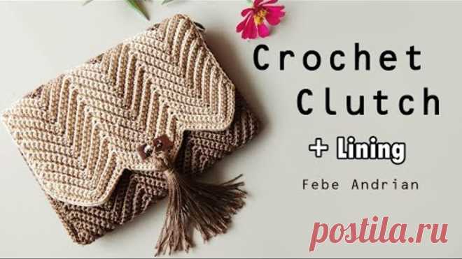 Crochet Clutch Bag || Dompet Rajut Motif Chevron