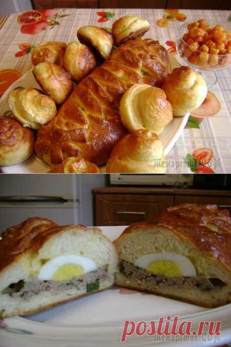 Мясной рулет с яйцом в тесте