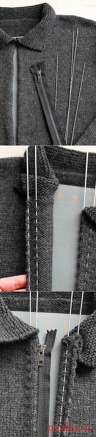 Splityarn » Blog Archive » easiest knitted sweater zipper install ever