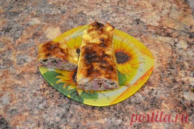 Вкусная мясная запеканка в лаваше