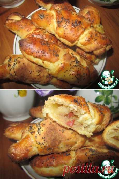 Творожные рогалики с яблоками - кулинарный рецепт