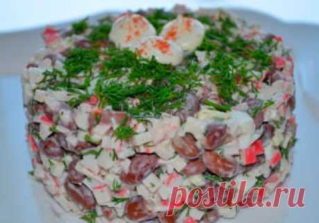 Салат с фасолью и крабовыми палочками | Рыба в духовке — рецепты