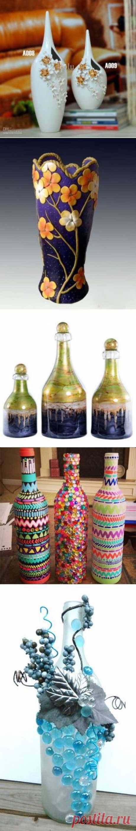 (+1) тема - Декоративные бутылки и вазы | РУКОДЕЛИЕ
