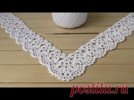 Ажурная КАЙМА для скатерти ВЯЗАНИЕ КРЮЧКОМ мастер-класс Crochet Border for Doily Tablecloth