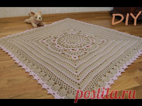 КОВЕР КРЮЧКОМ вязание мастер класс ЧАСТЬ 2 how to crochet a square rug
