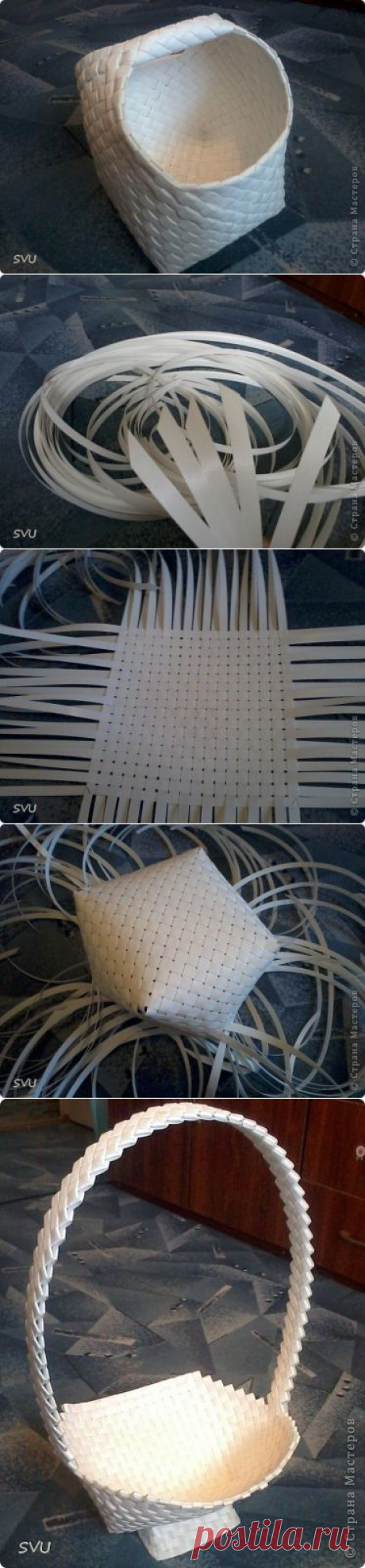 Плетение корзинки из упаковочной (полипропиленовой, стреппинг) ленты | Страна Мастеров