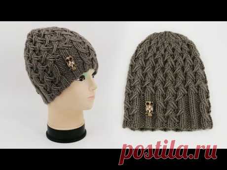 ТРЕНД! Шапка узором с вытянутыми петлями спицами 💫 Incredible hat with a pattern of elongated loops