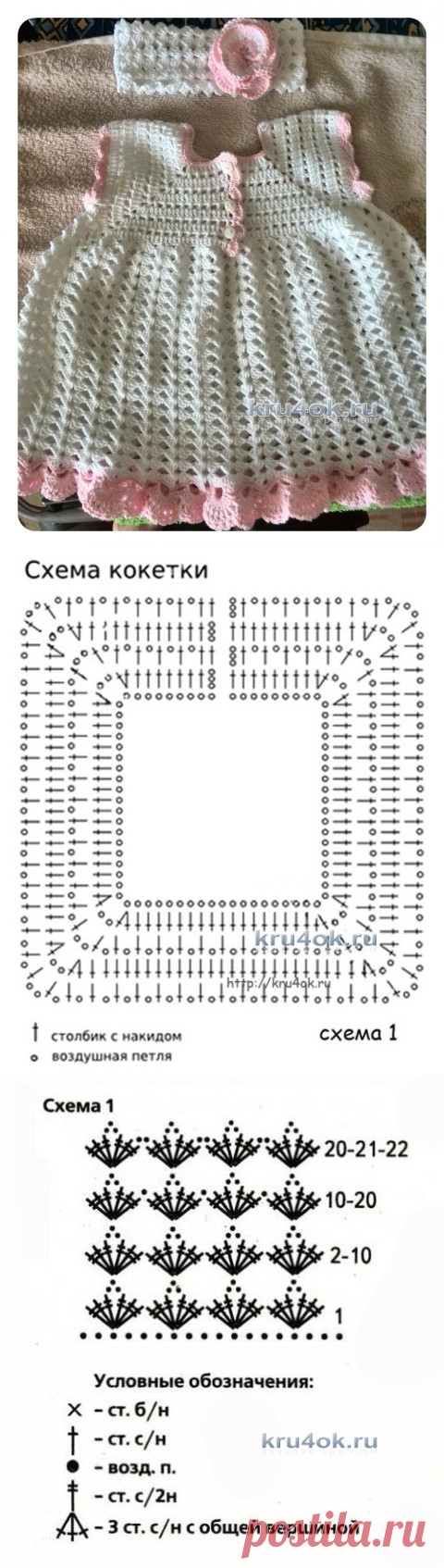 Крестильное платье крючком для девочки со схемами Крестильное платье крючком. Работа Елены - вязание крючком на kru4ok.ru BĒRNIŅIE