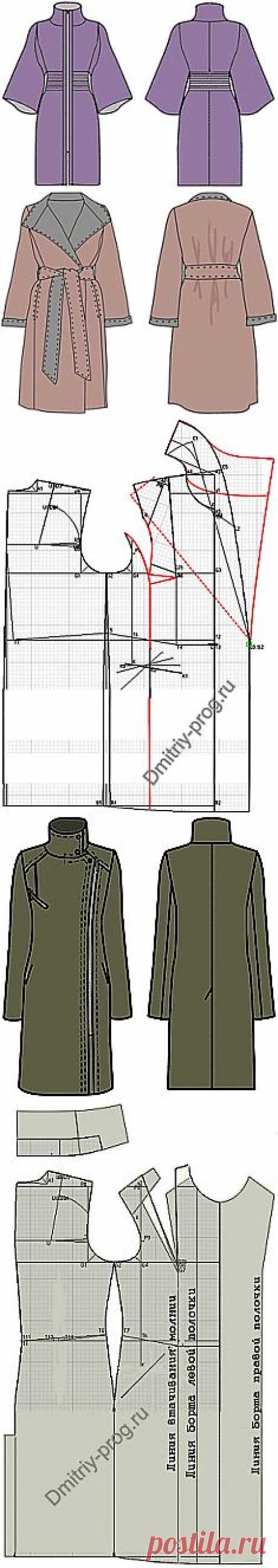 Примеры моделей плащей, пальто-деми разработанных на основах рассчитанных в программе &quot;Закройщик&quot;.