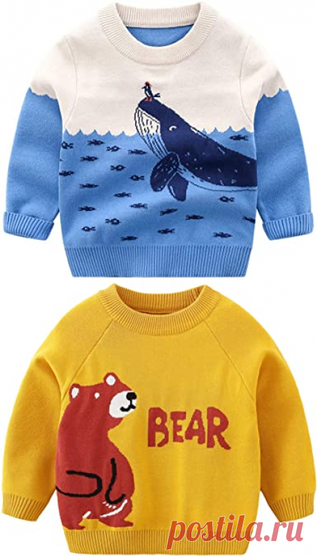 Amazon.com: HUAER & Baby Boys Girls Knit Sweater Unisex Cotton Cartoon Animal Pullover Sweatshirt: Ropa