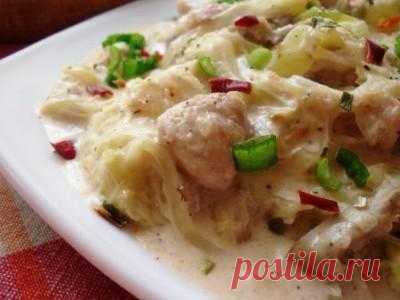Капуста под сырным соусом.