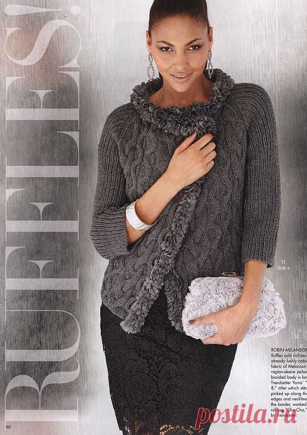Вязание жакета с отделкой рюшами, модель 11, Vogue Early Fall 2012