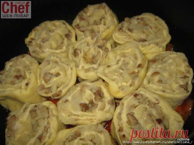 Ленивые вареники-рулетики с картошкой и грибами.