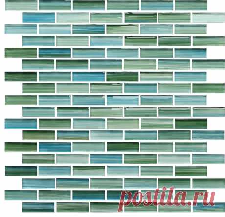 Rip Curl Green and Blue Hand Painted Glass Mosaic Subway Tile - Contemporary - Mosaic Tile - by Rocky Point Tile