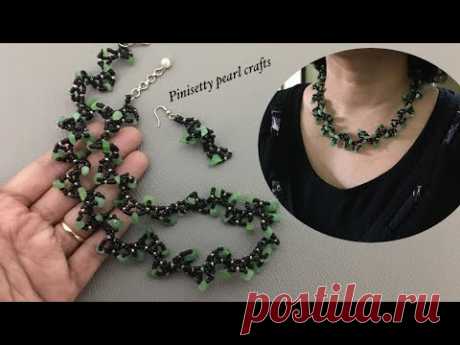 How to make uncut stone beads twisted necklace set /Irregular stone chips spiral bracelet making.