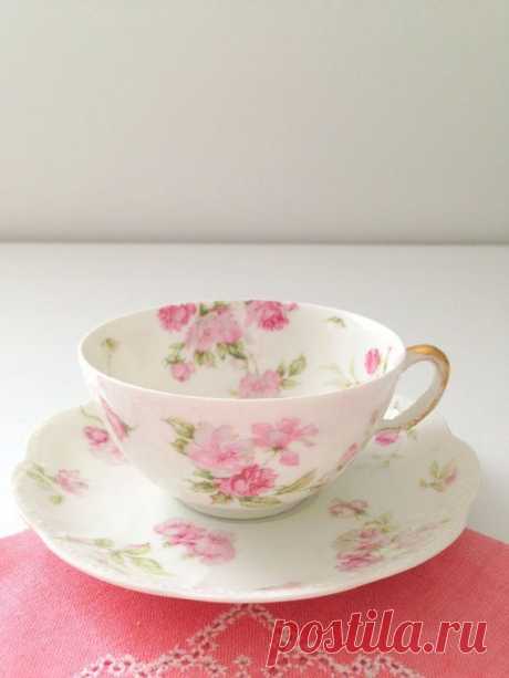 Antique Haviland &amp; Co. Limoges Haviland France Tea Cup and Saucer Cottage Style…