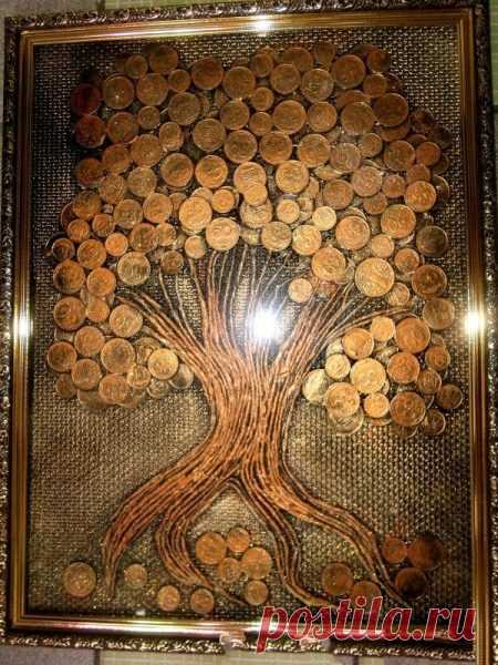 Картина "денежное дерево" из монет своими руками