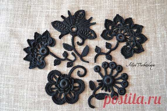 Black wedding Gothic style flower Goth Witch accessories Dark Victorian Diy kit Irish crochet Set flower Black Rose Crochet flower 10pcs Gothic style flower Goth Witch accessories Dark Victorian Diy kit Irish crochet Set flower Black Rose Crochet flower Black wedding 10pcs Flower necklace Crochet set Irish crochet collar Crochet lace border Wedding set flowers flower art Rose flower crochet flower fashion Application Decor