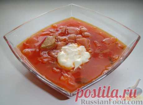 Рецепт: Борщ с фасолью и квашеной капустой на RussianFood.com