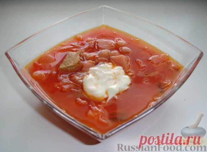 Рецепт: Борщ с фасолью и квашеной капустой на RussianFood.com