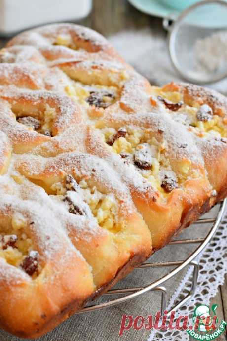 Пирог разборный с творогом и изюмом – кулинарный рецепт