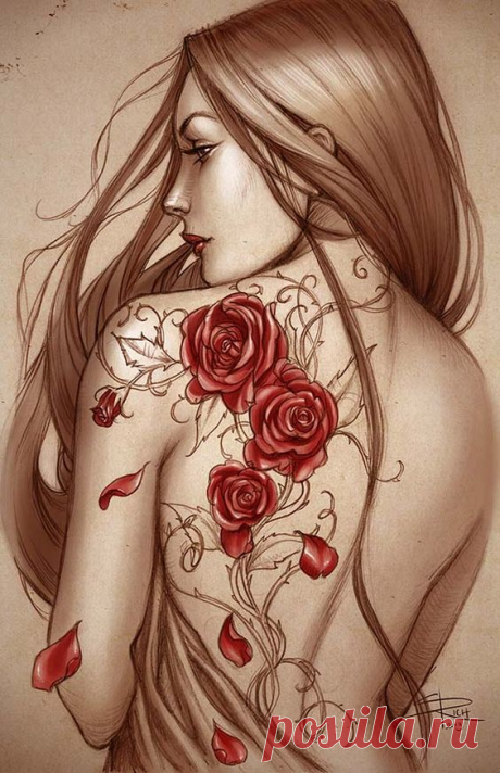 Rose tattoo colored by Sabinerich on DeviantArt | girl 7