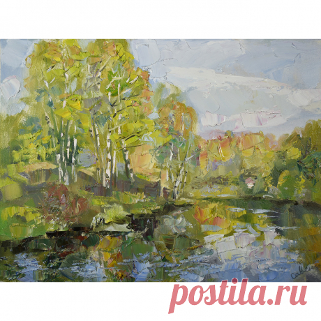 Nature Lake Painting Spring Landscape Original Artwork Plein - Inspire Uplift Nature Lake Painting Spring Landscape Original Artwork Plein Air Impressionism Wall Art 
 Title: 'Spring Lake Landscape' Size: 30 x 40 cm (12 x 16 inches)