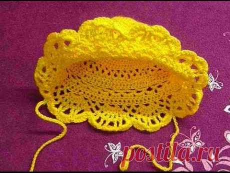 Шапка-панама детская крючком.Beanie baby crochet
